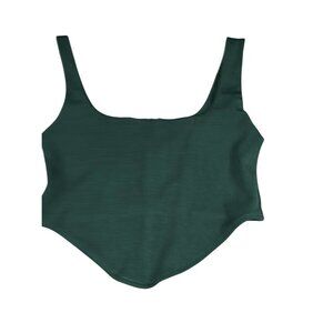 Dark Green Brooklyn Karma Ribbed Crop Top With Back Zipper Closure